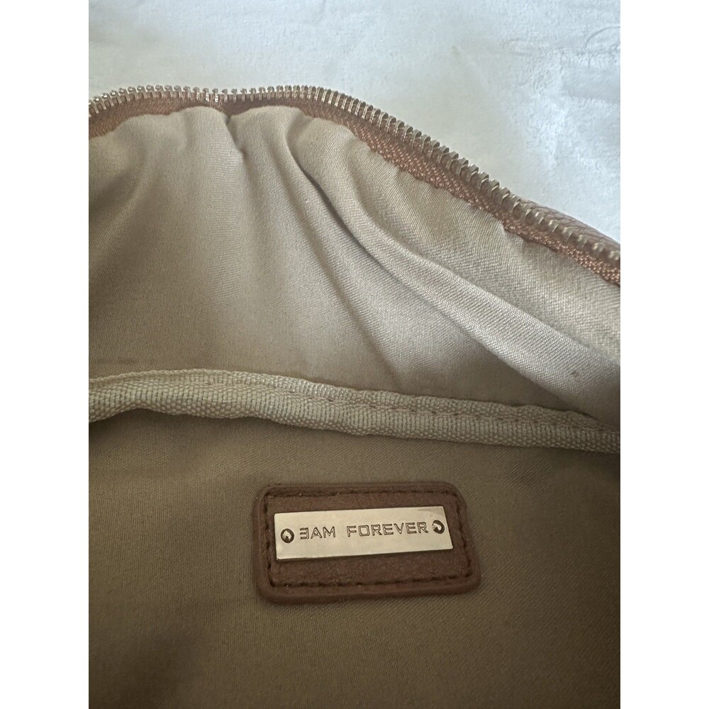 Sam Forever Cognac Pebbled Leather Sling Belt Bag Fanny Pack Varsity Stripe - Picture 2 of 7